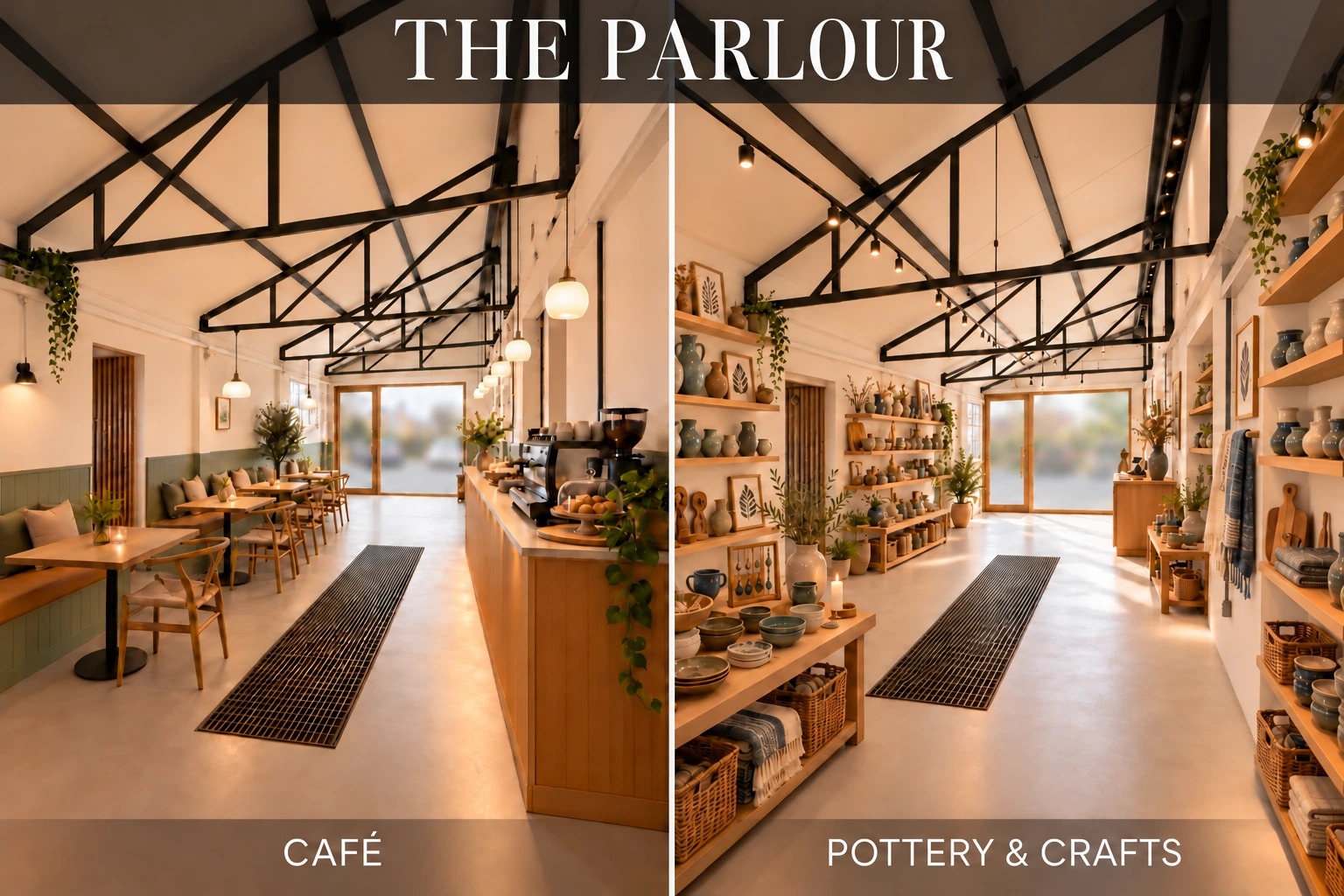 The Parlour imagined as a cafe or pottery and crafts shop